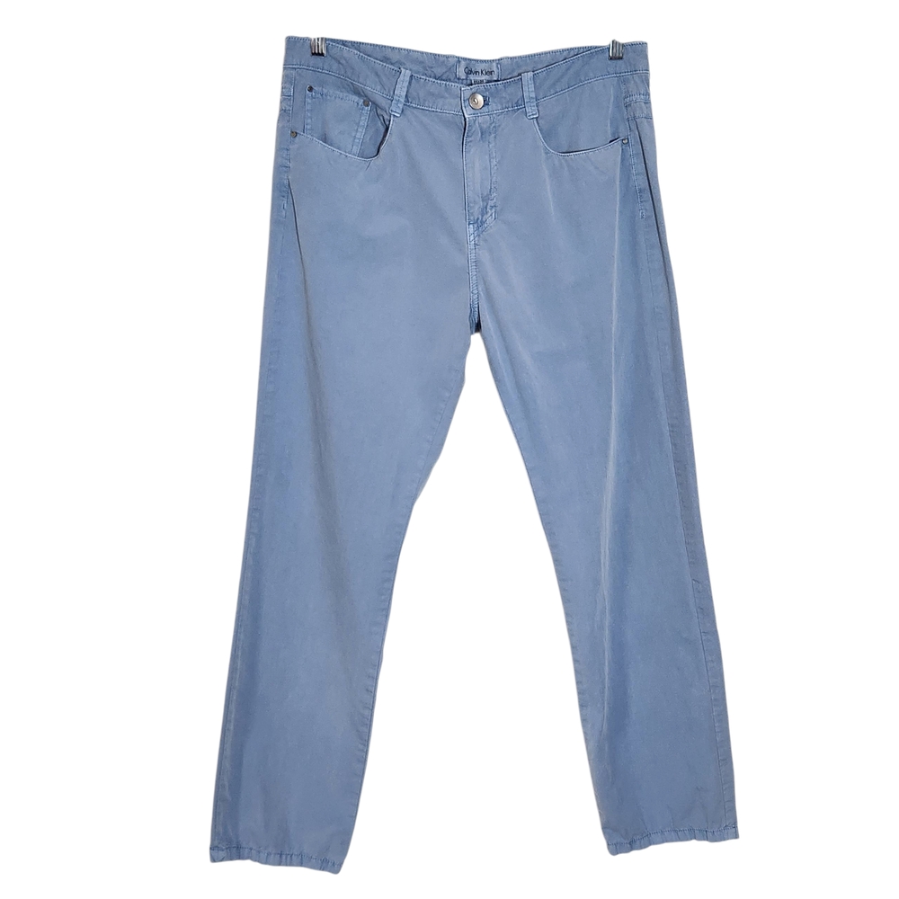 Calvin Klein Men's Blue Straight Leg Chino Pants Size 34 X 30 Blue Men's Pants